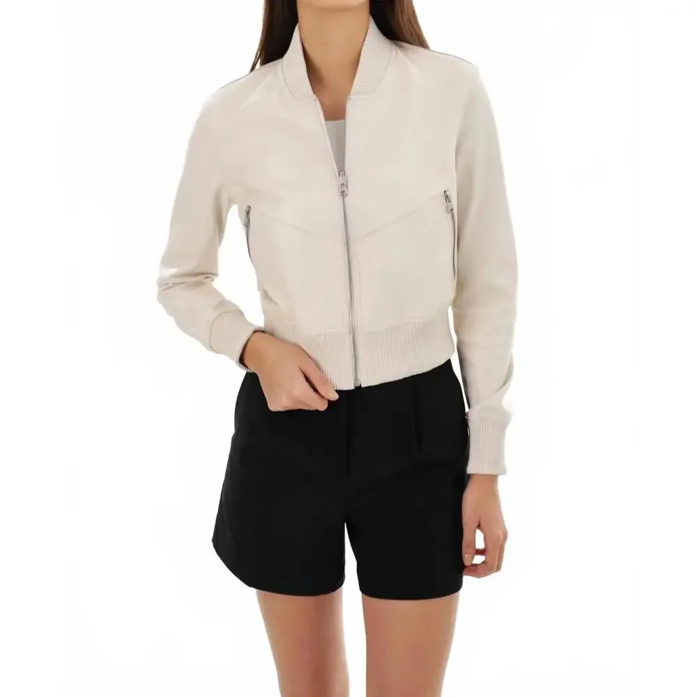 Lamarque Cream Bomber Jacket - Picture 1 of 6